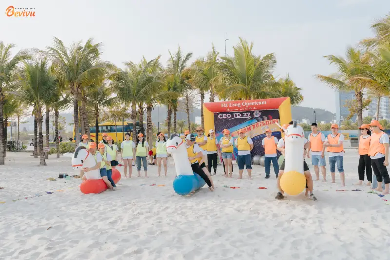 Teambuilding sôi động trên bãi biển Tổ chức du lịch công ty