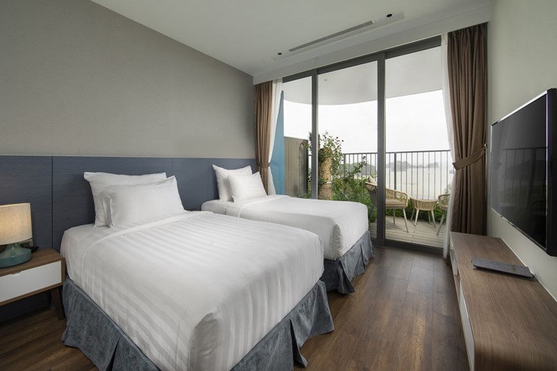 Bedroom Deluxe Residence Ocean có 2 giường