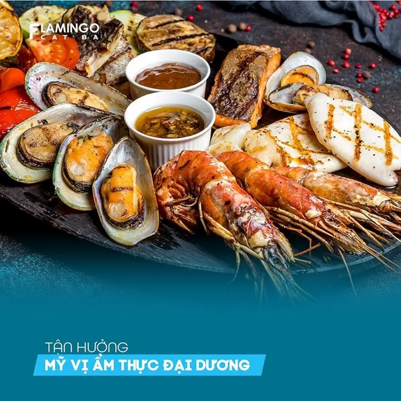 Tận hưởng ẩm thực tại Flamingo Cát Bà Flamingo Cát Bà có ẩm thực siêu ngon