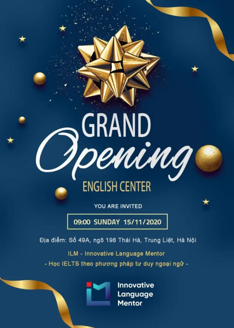 Banner khai trương trung tâm giáo dục english với thiết kế sang trọng Banner khai trương trung tâm giáo dục english