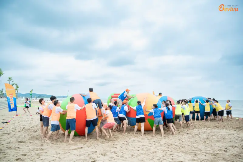 Cả đoàn cùng nhau chơi các trò chơi vui nhộn Đoàn cùng nhau chơi các trò chơi trong tour du lịch