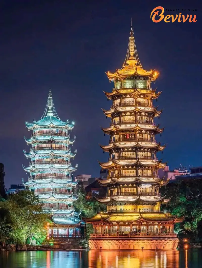 Tháp Nam Ninh lung linh về đêm địa điểm du lịch Nam Ninh - tháp Nam Ninh