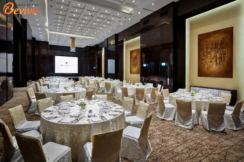 Không gian phòng tiệc tại JW Marriot Hanoi địa điểm tổ chức tiệc tại jw marriot hanoi